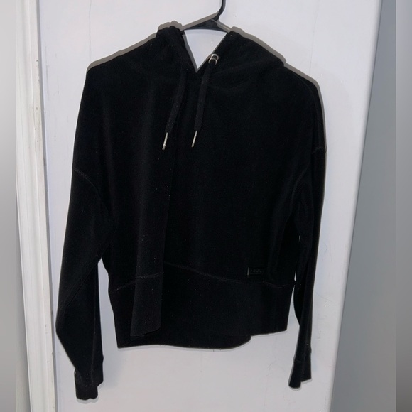COPY - Gorgeous mint vintage Calvin Klein cropped ladies hoodie black velour / … - Picture 3 of 11